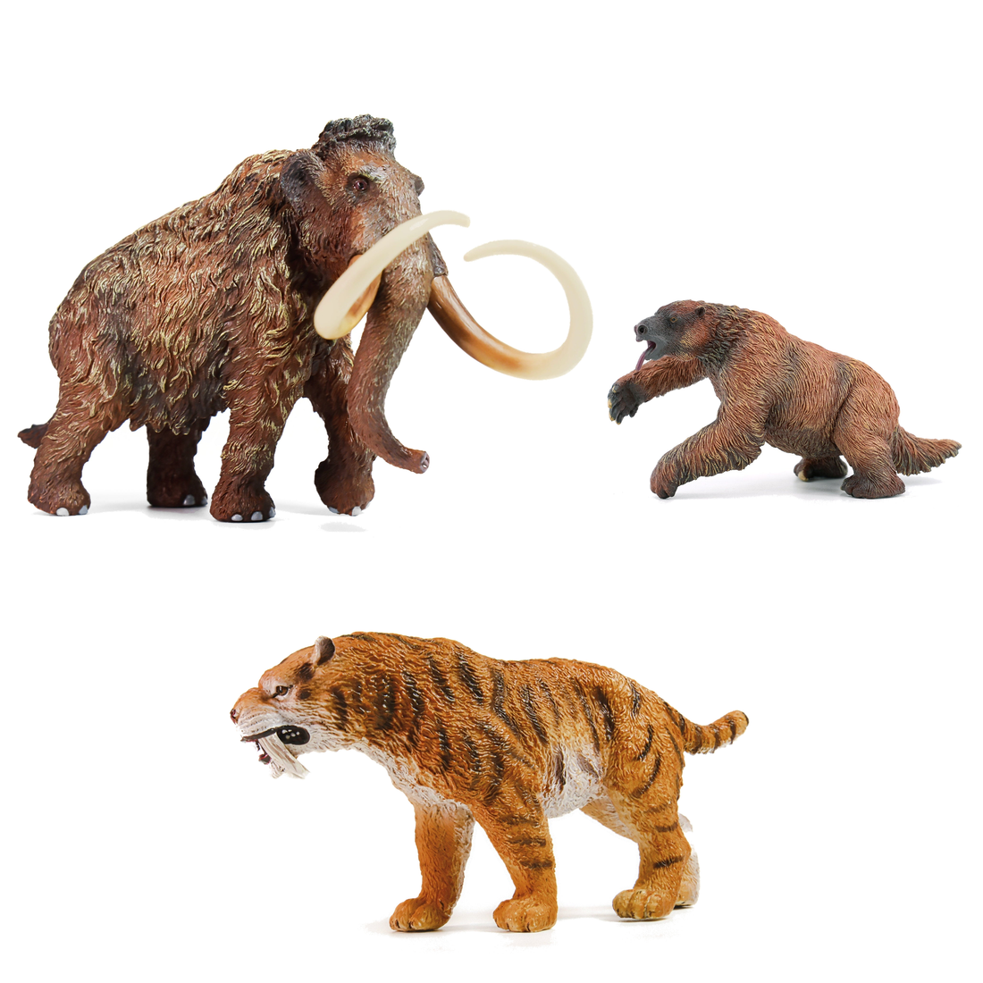 Ice Age Giants complete three figure set on white background