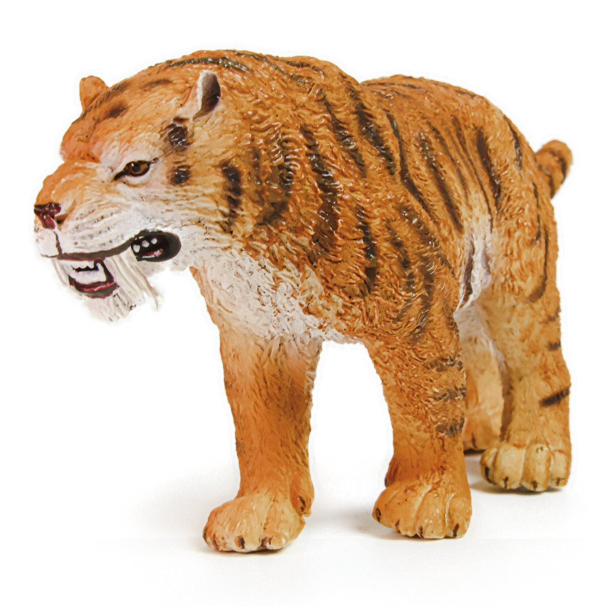 Walking Smilodon Figure, left-front view on a white background
