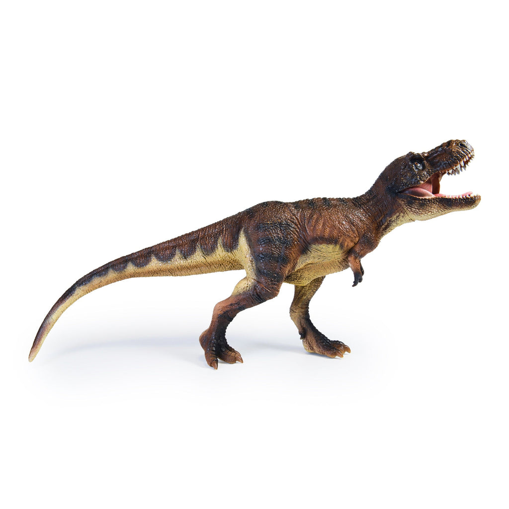 Brown Walking T. Rex Figure, right-side view on a white background