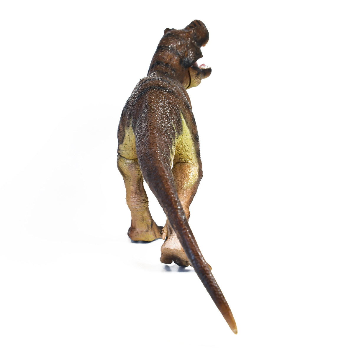 Brown Walking T. Rex Figure, rear view on a white background