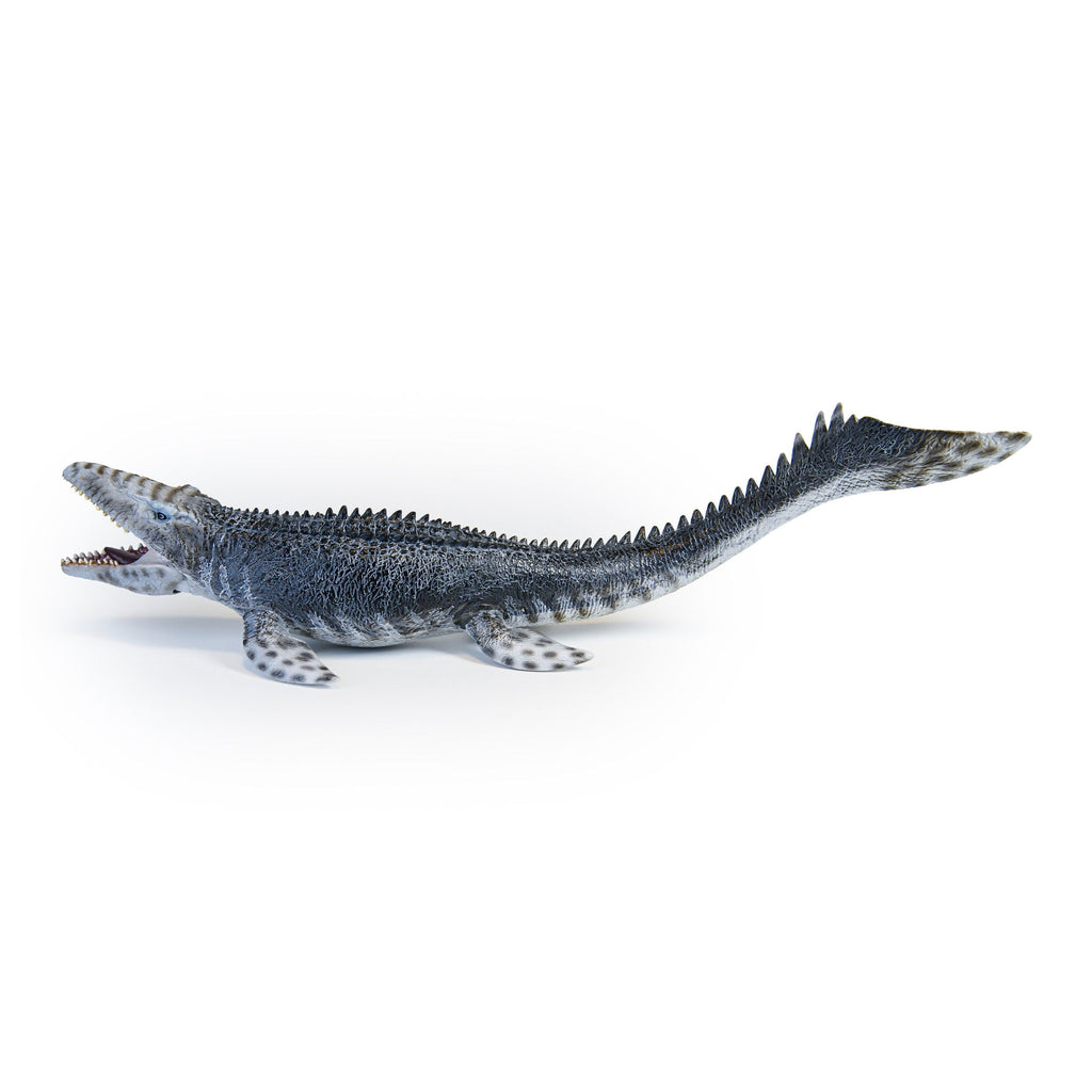 Mosasaurus Figure, left-side view on a white background