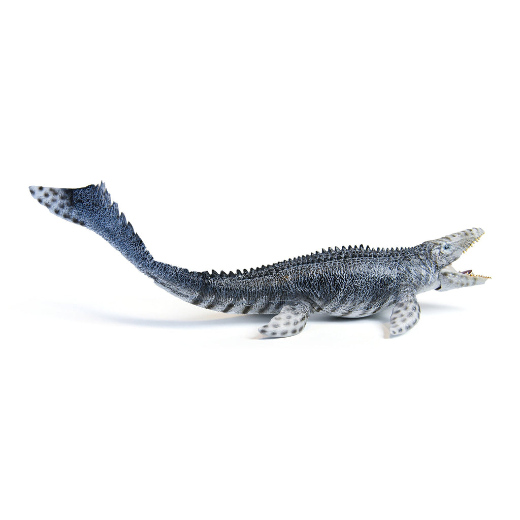 Mosasaurus Figure, right-side view on a white background