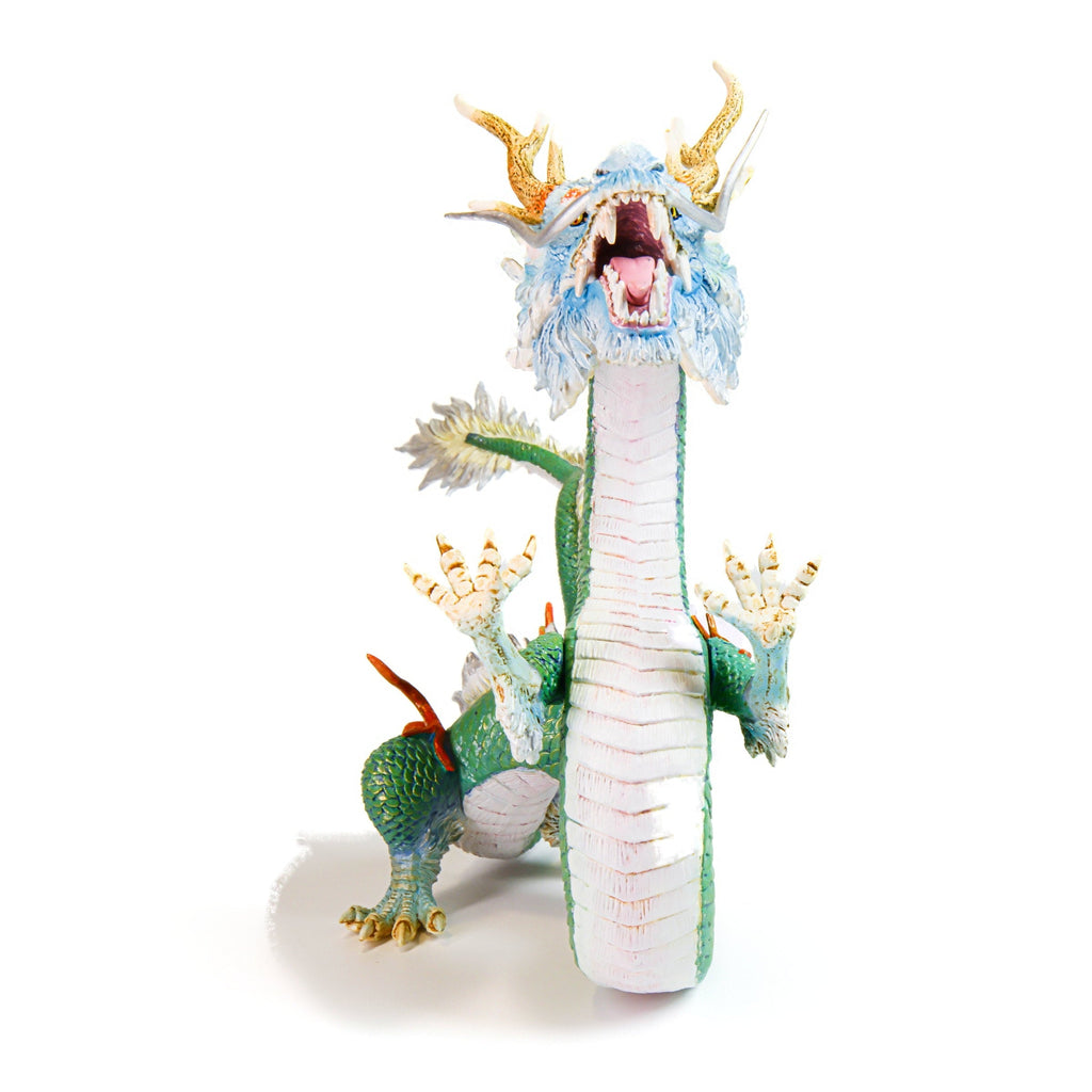 Premium Chinese Dragon Sculpture, front view on a white background