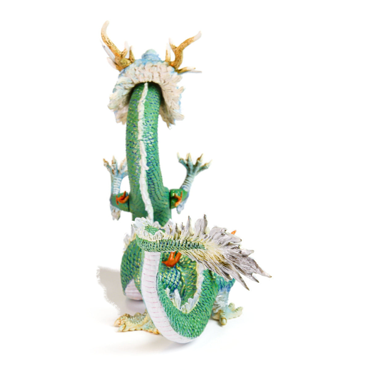Premium Chinese Dragon Sculpture, rear view on a white background